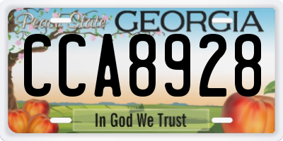GA license plate CCA8928
