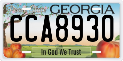 GA license plate CCA8930