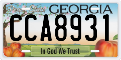 GA license plate CCA8931