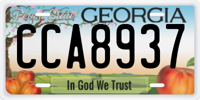 GA license plate CCA8937
