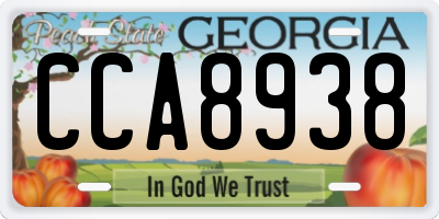 GA license plate CCA8938
