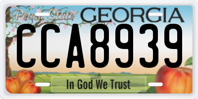 GA license plate CCA8939