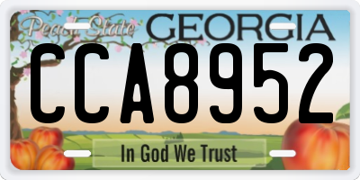 GA license plate CCA8952