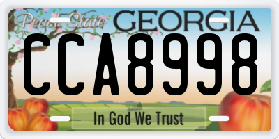 GA license plate CCA8998