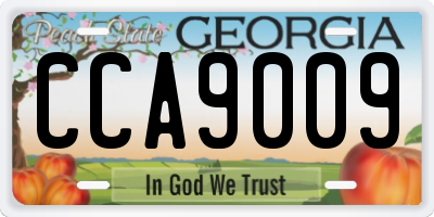 GA license plate CCA9009