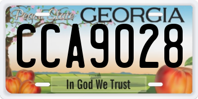 GA license plate CCA9028
