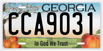 GA license plate CCA9031