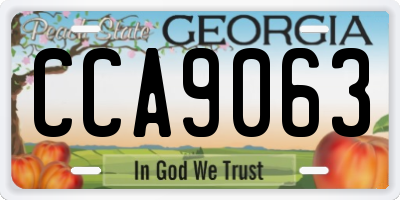 GA license plate CCA9063