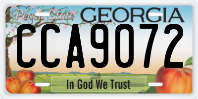 GA license plate CCA9072