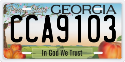 GA license plate CCA9103