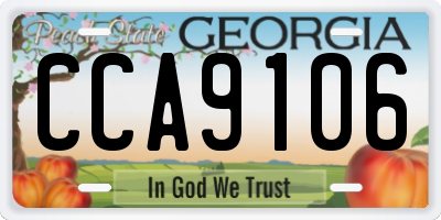 GA license plate CCA9106
