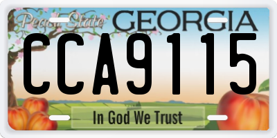 GA license plate CCA9115