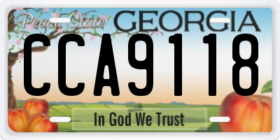 GA license plate CCA9118