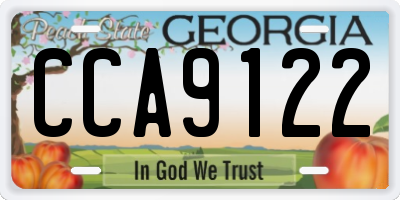 GA license plate CCA9122
