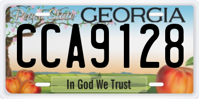 GA license plate CCA9128