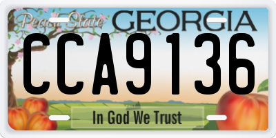 GA license plate CCA9136