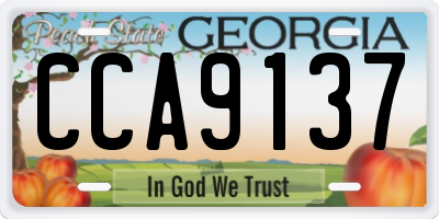 GA license plate CCA9137