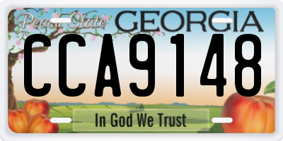 GA license plate CCA9148