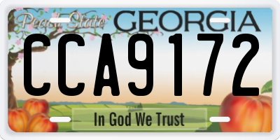 GA license plate CCA9172