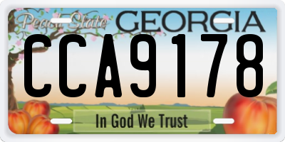 GA license plate CCA9178
