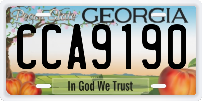 GA license plate CCA9190