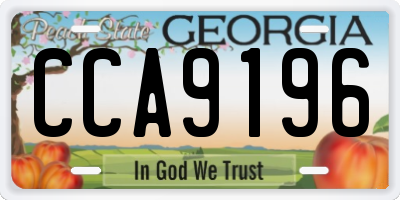 GA license plate CCA9196