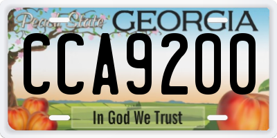 GA license plate CCA9200
