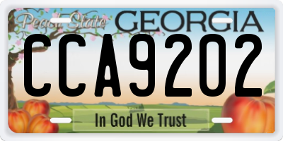 GA license plate CCA9202