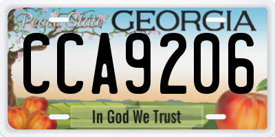 GA license plate CCA9206