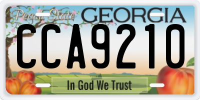 GA license plate CCA9210