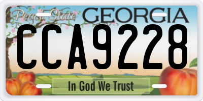 GA license plate CCA9228