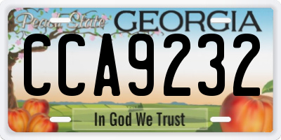 GA license plate CCA9232