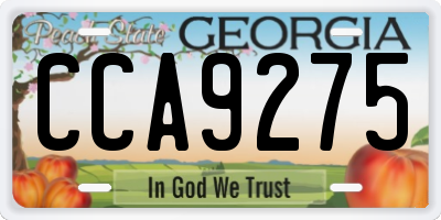 GA license plate CCA9275
