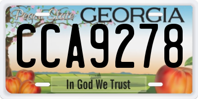 GA license plate CCA9278