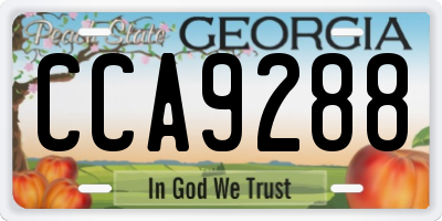 GA license plate CCA9288