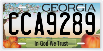 GA license plate CCA9289
