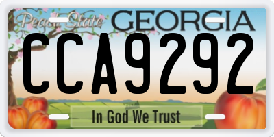 GA license plate CCA9292