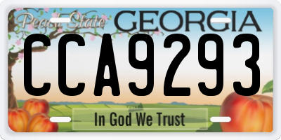 GA license plate CCA9293