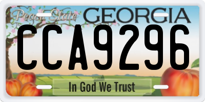 GA license plate CCA9296