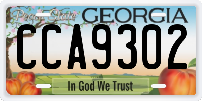 GA license plate CCA9302