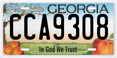 GA license plate CCA9308