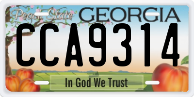 GA license plate CCA9314