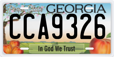 GA license plate CCA9326