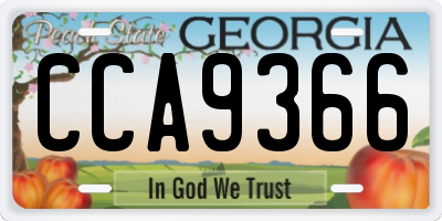 GA license plate CCA9366