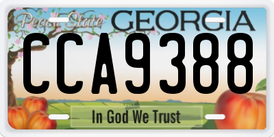 GA license plate CCA9388