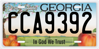 GA license plate CCA9392