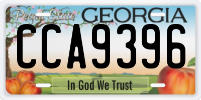 GA license plate CCA9396