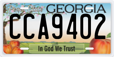 GA license plate CCA9402