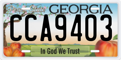 GA license plate CCA9403