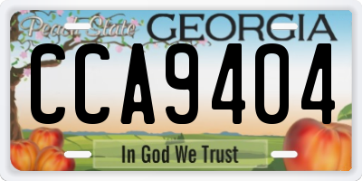 GA license plate CCA9404